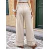 Women Casual Solid Color High Waist Drawstring Wide Leg Straight Long Pants