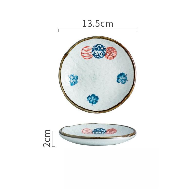 Japanese Sushi Plate Ceramic Dish for Restaurant Commercial Use Sashimi Salmon Appetizer Round Tray