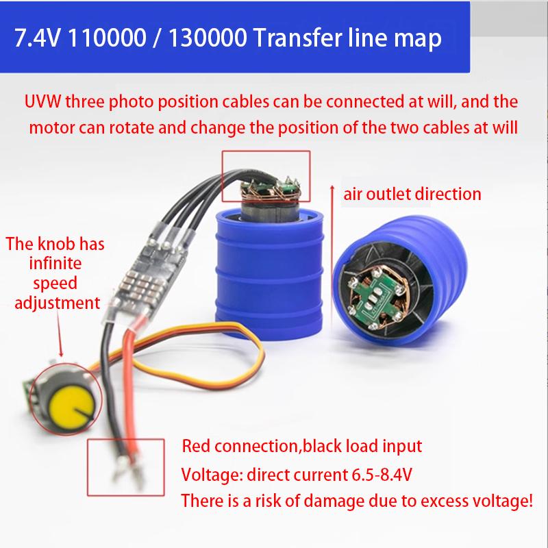 130,000 RPM turbo blower high-speed brushless motor 110,000 RPM violent fan 7.4v DC brushless motor