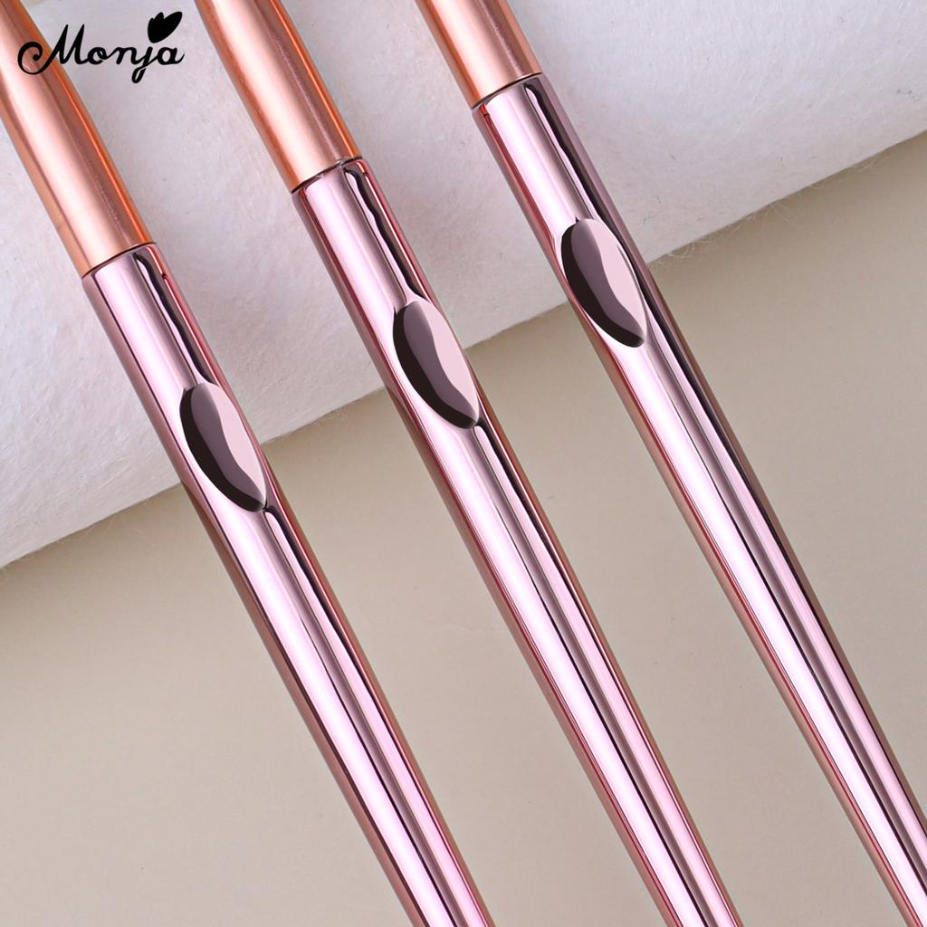 monja Sada 3 ks štětečků na linky na nehty Rukojeť barvy šampaňského Pruhy Linky UV gel lak Kreslení Malování Francouzský Květ Mřížka Pero Manikúra Designové Nástroje
