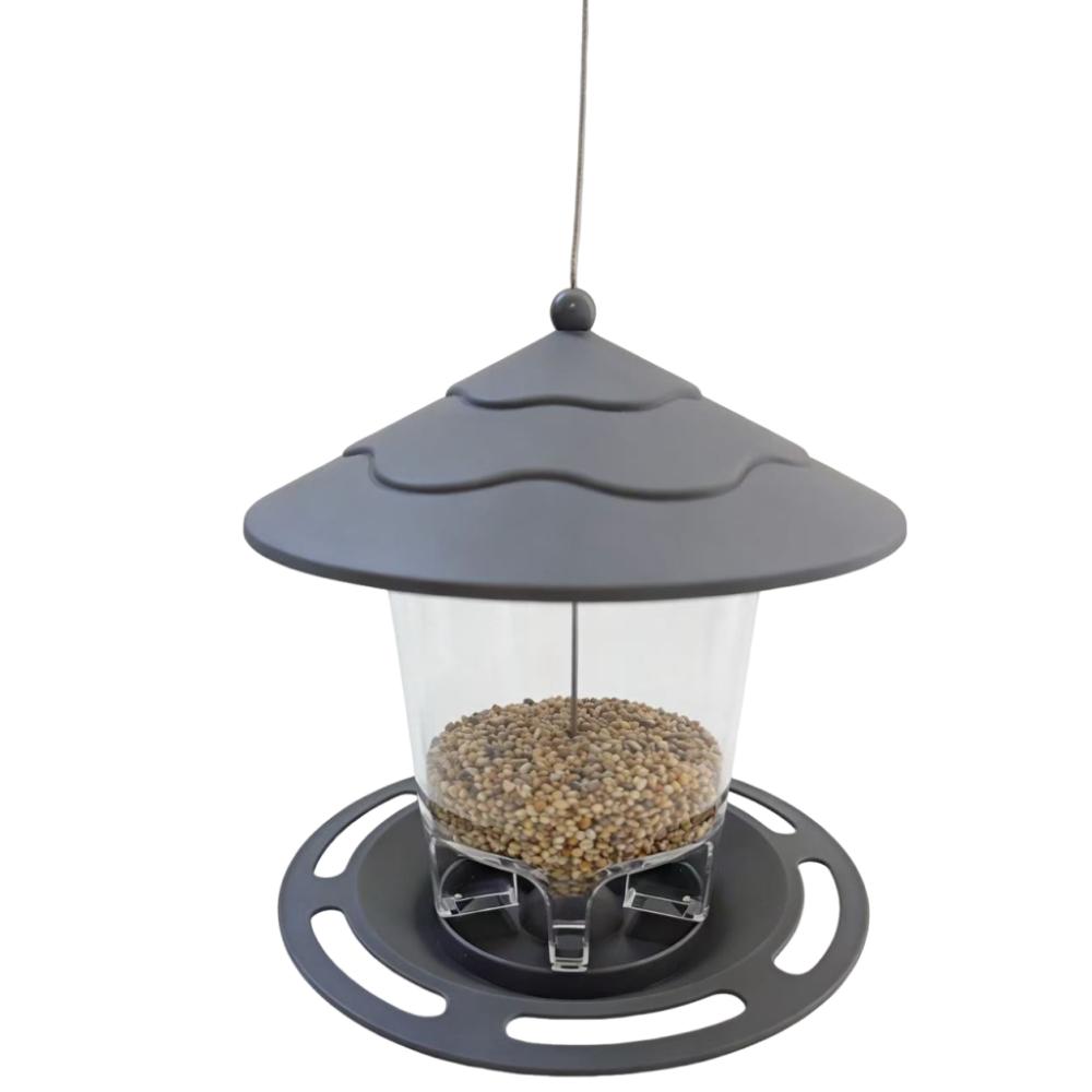 

Gazebo Style Bird Feeding Station Waterproof Bird Food Container Hummingbird Feeder Outdoor серый