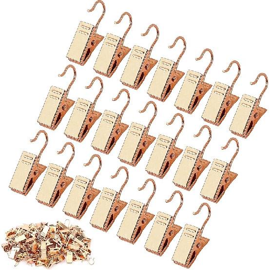 JANYUN 120 Pack Clip Hook Set Stainless Curtain Clips for Curtain Photos Home Decoration Art Craft Dispaly Hang Clip (Black)