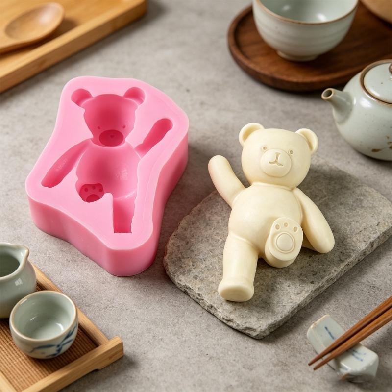 Silicone Bear Cake Molds For Baking Chocolate Candy Jellies With Cute Kicking Leg Design Easy To Releases For Home Kitchens