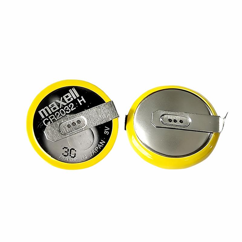 Maxell CR2032H Button Cell with Horizontal Solder Tabs for Motherboards and Sensors