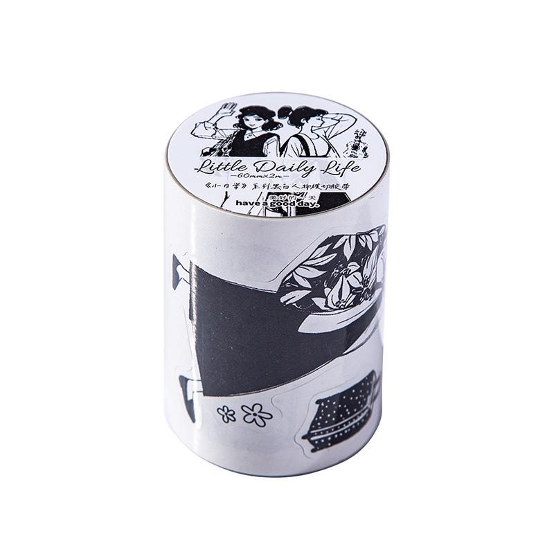 Black & White Figures Die-Cut Tape: A Beautiful Day Stickers for Journals