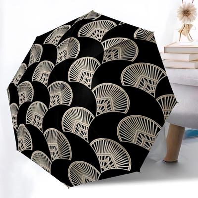 1pc Art Deco Fan Pattern Automatic Open/Close Umbrella Compact Folding Umbrella, All-Season Portable Umbrella for Women/Men F1124344