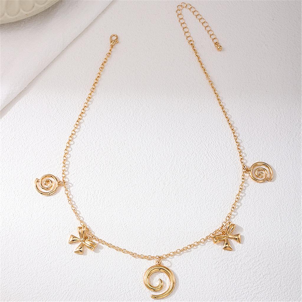 Delicate Conch Necklace wit Bowknot Pendant Unique Neckchain Jewelry Ornament Versatile Neck Jewelry for Vacation