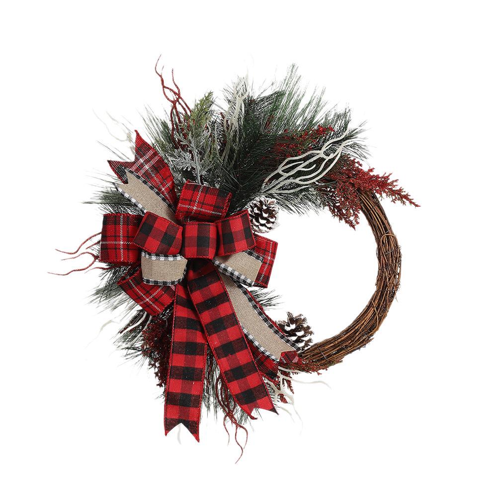 New Nordic Rattan Flower Wreath: Half Circle Bow Wall Ornament for Christmas Decor