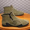 New Classic Handmade Leather Men Shoes Zipper Design Outdoor Sneakers Slip On Breathable Casual Shoes Leather Men Ankle Boots