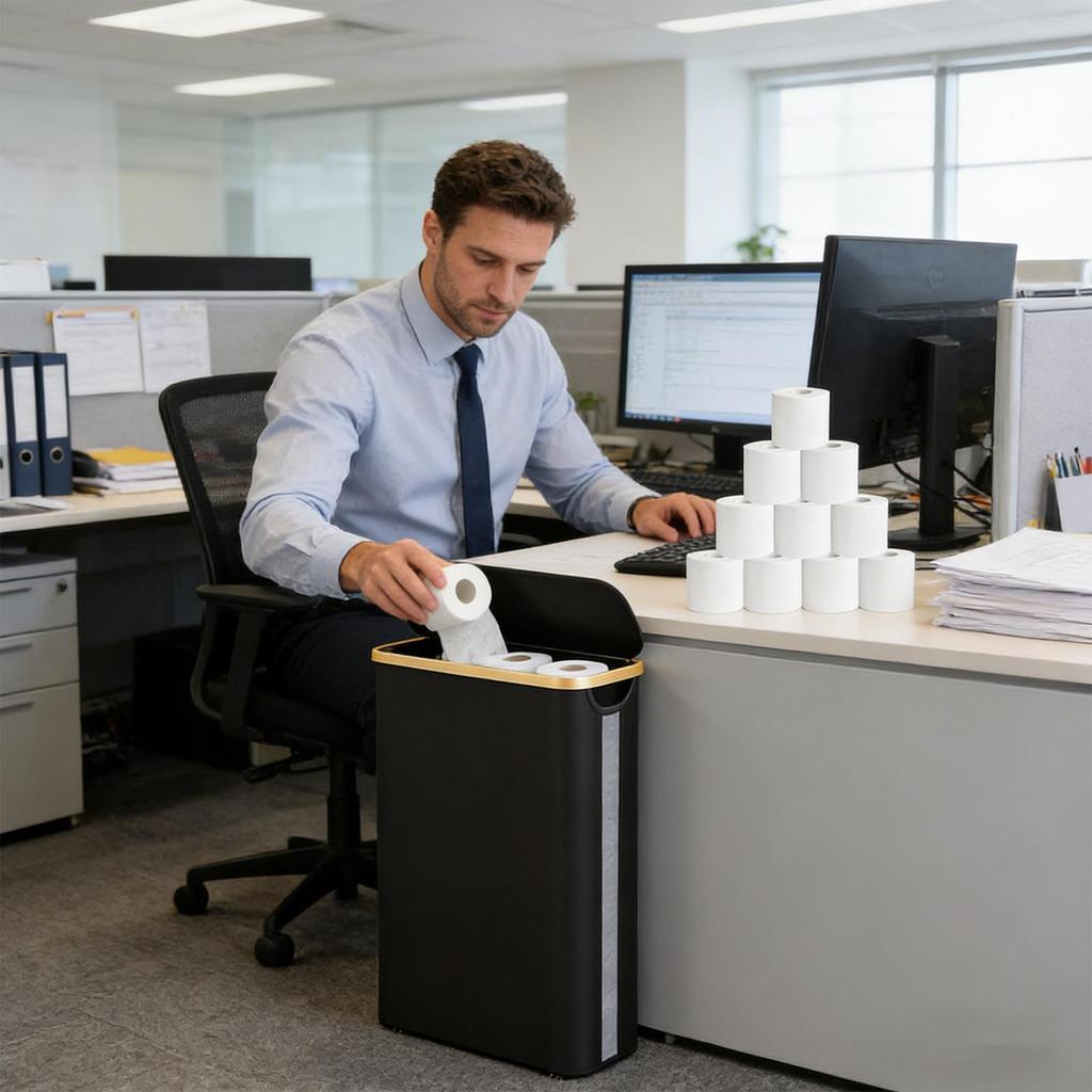 Toilet Paper Holder 52L Paper Roll Storage Basket With Lid And Handle Foldable Toilet Roll Organizer For Bathroom Shower Home