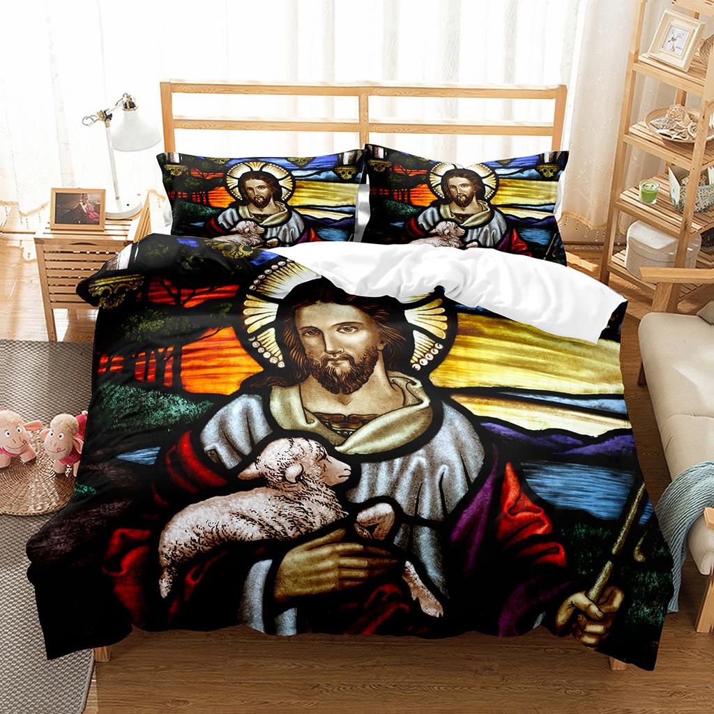 Comforter Christianity Bible Jesus Theme Religion Christian Cross Black Polyester King For Kids Adults