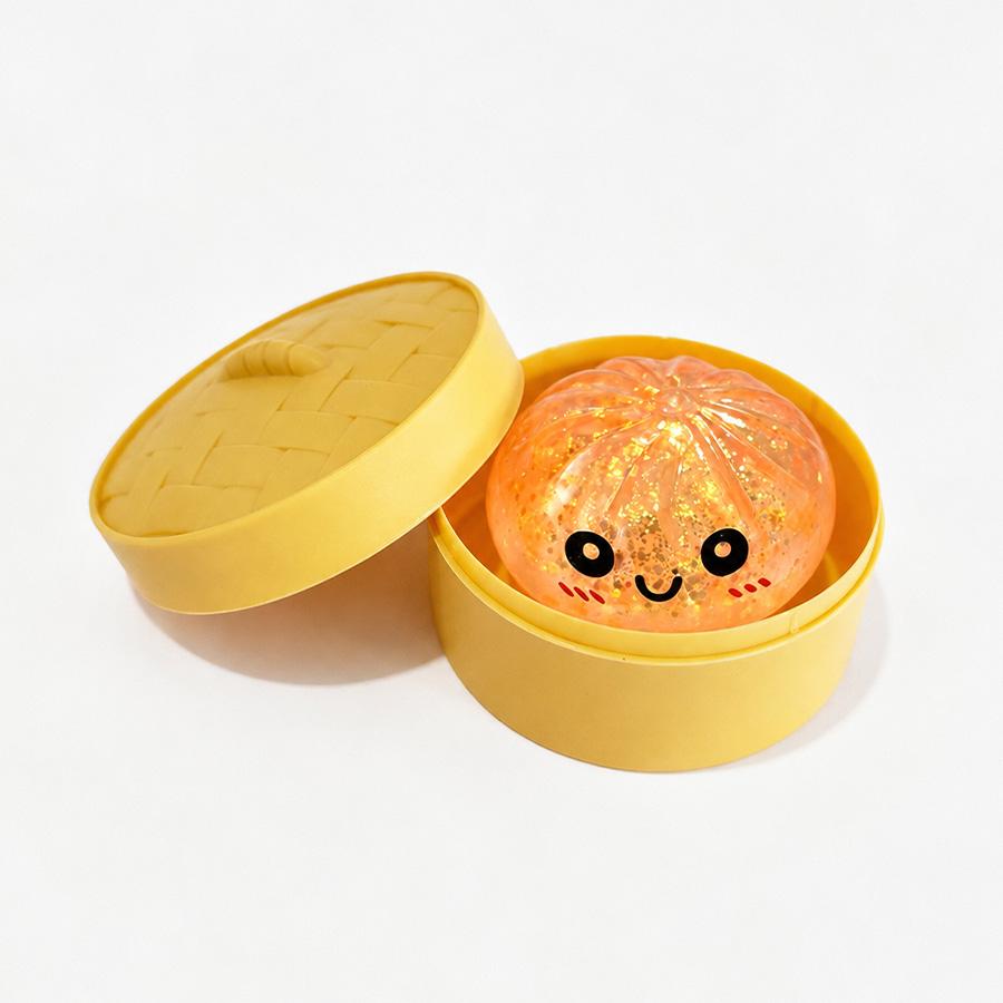 Glitter Mini Broodje Squishy Stressverlichter Fidget Speelgoed Met Stoomoven Doos Decompressie Knijpen Simulatie Voedsel Speelgoed Cadeau