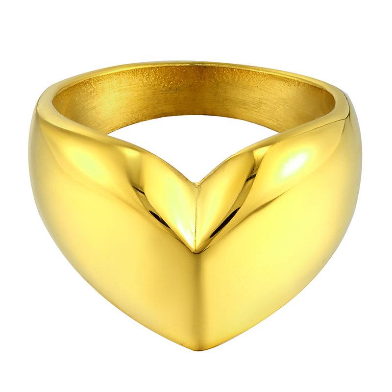 Damen High-End Titanstahl Geometrischer Herz- und Kronenring