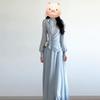 Early Autumn New Chinese Zen Blue Long-Sleeved Dress Set