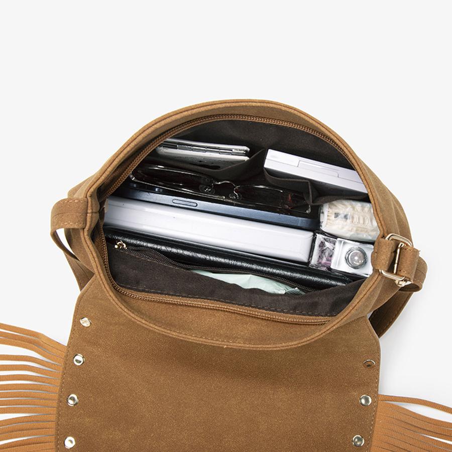 New retro rivet tassel women's flip cover bag matte leather saddle bags versatile solid color single-shoulder crossbody bag sac
