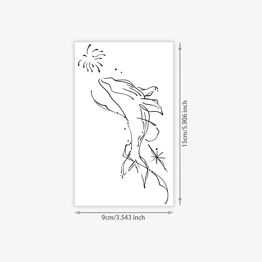 Line Whale Fireworks Tattoo Sticker, Waterproof And Long-Lasting, Women'S Arm Gentle And Advanced Simulation Tattoo