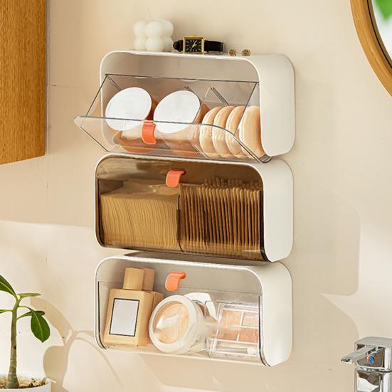 Wall Mount Storage Box with Adjustable Dividers Flip-open Collapsible Closet Plastic Socks Underwear Organizer for Home Dorm