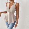 Summer new women's clothing royal sister commuting T-shirt V-neck sleeveless waist and thin temperament top