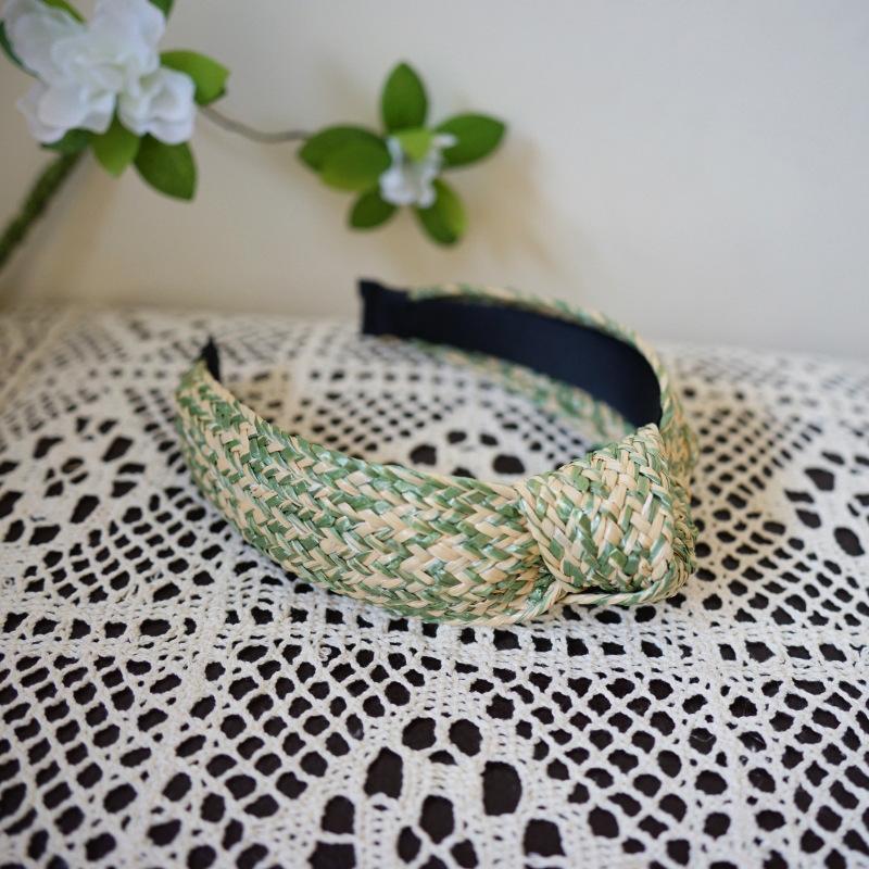 Holiday Beach French Retro Small Fresh Purple Green Lafite Straw Rattan Headband Headband Spring And Summer Versatile