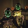 Halloween Glowing Party Mask Black Words Halloween Led Masks PVC Plastic LED Lights Horror Face Mask Luminescent Props