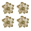 12 Pieces Christmas Artificial Flower Heads for Holiday DIY Decorations Polyethylene Xmas Flowers with Glitter