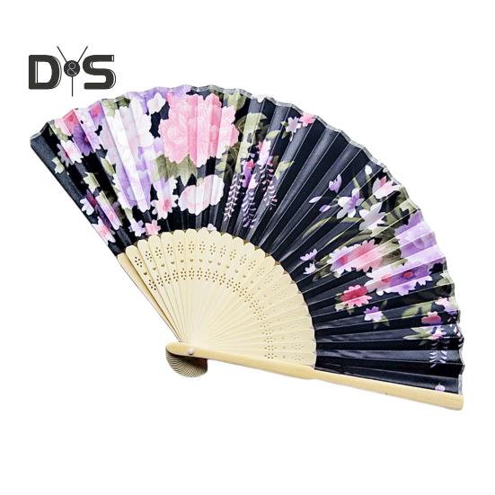 Faltfächer im japanischen Stil mit Blumenmotiv, tragbar, für den Sommer, Handventilator aus Bambus, Dekoration, Tanz-Requisiten, Party-Kostümzubehör