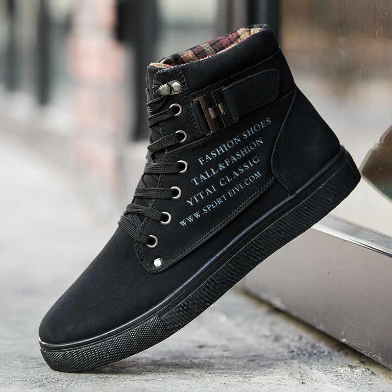 Men's Boots Fashion High-Top Casual Shoes Classic Lace Up Vulcanized Shoes Quality Suede Sneakers Men Ankle Boots Zapatos Hombre