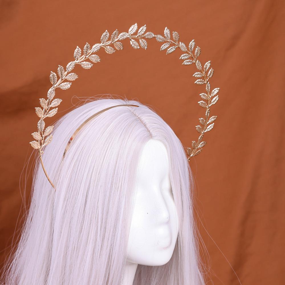 Baroque Halo Crown Gold Plated Baroque Tiara Headband Halloween Costume Artistic Photoshoot