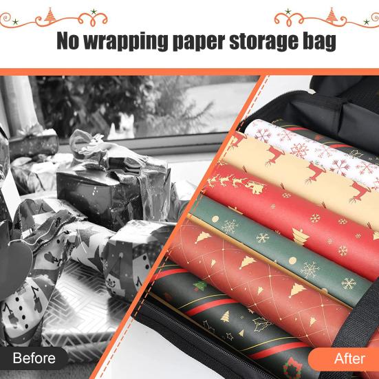 Christmas Wreath Storage Bag Wrapping Paper Organizers with Handle Zipper Closure Waterproof