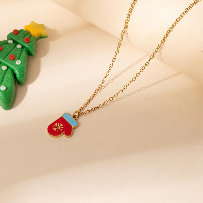 

European & American Christmas Bell Tag Pendant Necklace - Non-fading Titanium Steel Clavicle Chain, New Style.
