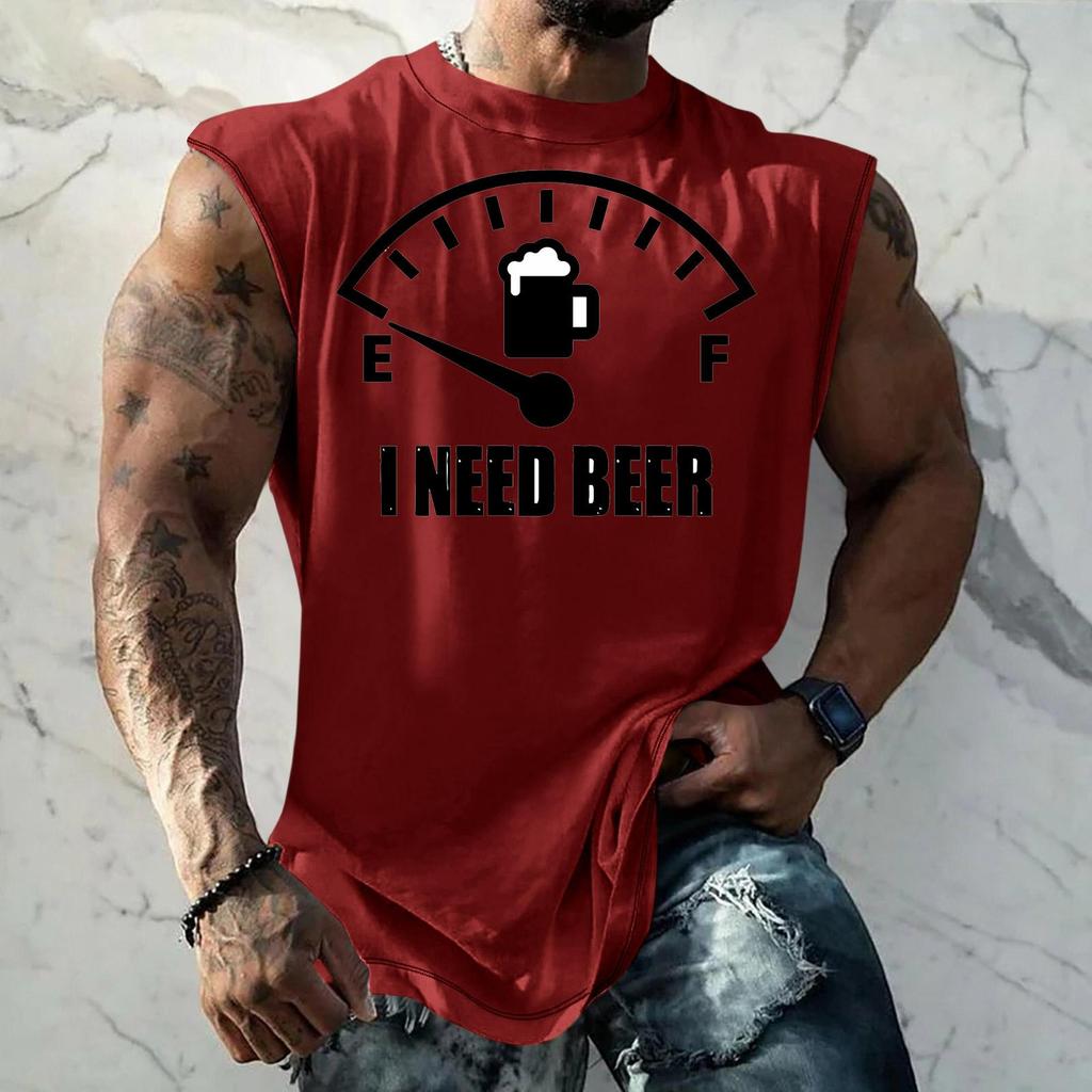 Men's Loose Fit Sleeveless Tank Top Casual Streetwear Printed Muscle Shirt Summer Outdoor Sportswear