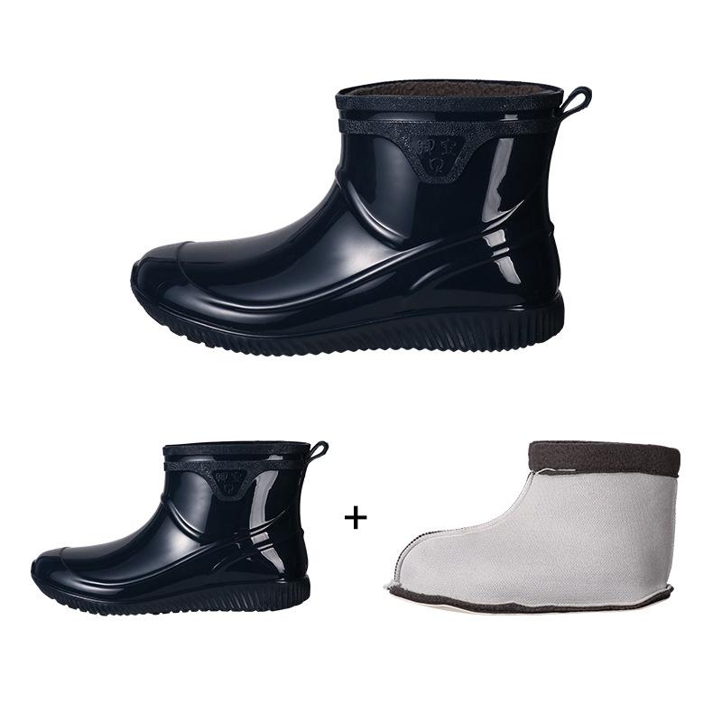 Fashion 2024 Fashion Men's Rain Boots Rubber Ankle Bootie Non Skid Solid Wading Shoes Male Comfortable Soft Rainy Shoes Fishing Kitchen