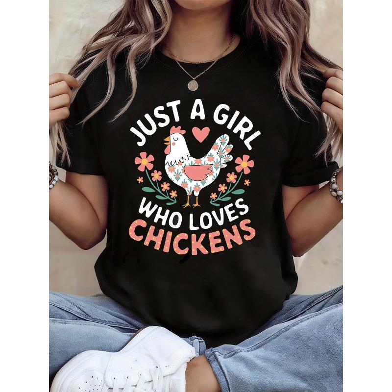

A Who Adores Chickens, Featuring a Floral Hen Print on a Women S T-Shirt, Perfect for Farm And Pet Gatherings, with a Cute And Cozy Vibe, S чёрный