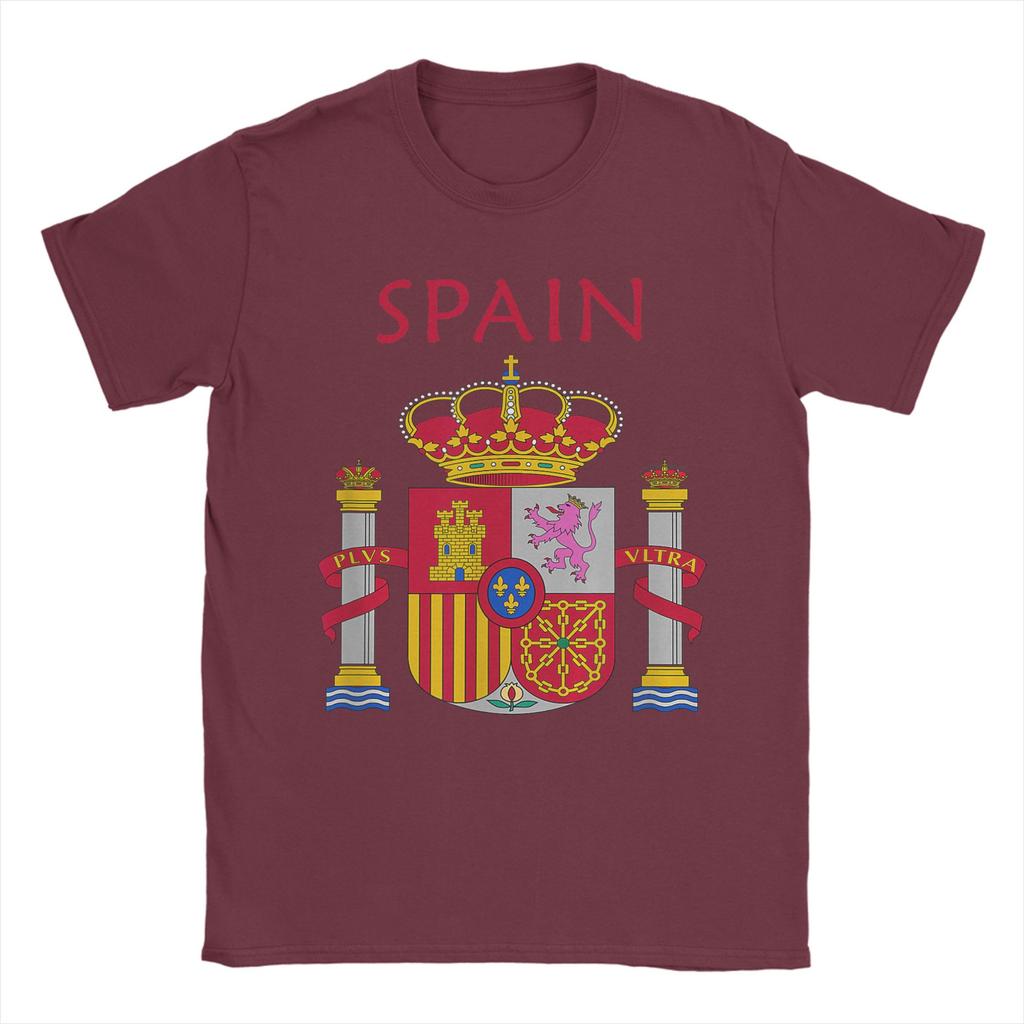 Unique SPAIN Flag TShirt for Men Crew Neck Pure Cotton T Shirt Short Sleeve Tees Plus Size Clothing