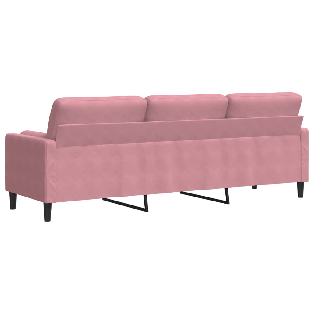 3 Seater Sofa with Decorative Cushions Pink 210 cm Velvet