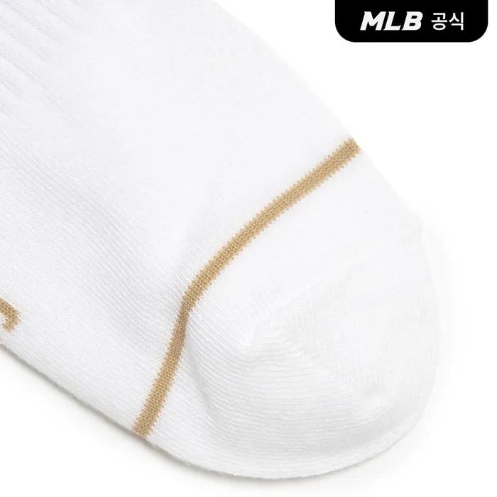 MLB Striped Small Logo Ankle Socks 3-Pair Set MLB (Beige)