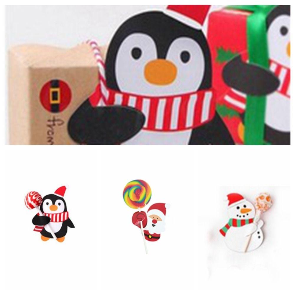 50pcs Santa Claus Lollipop Paper Cards Package Paper Kids Candy Gift Package  Decoration