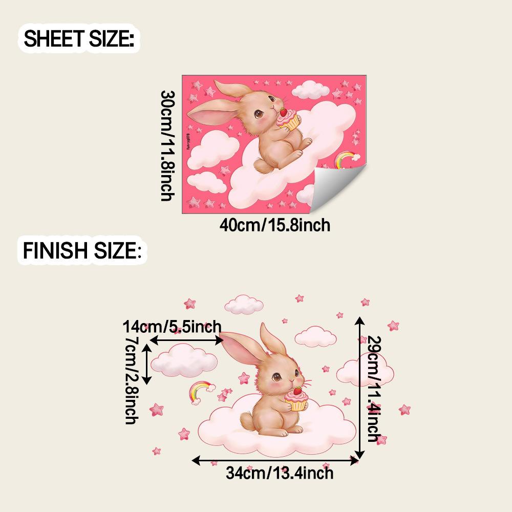 

Little Rabbits and Cake-themed Wall Decoration Stickers in The Cartoon Luminous Starry Night Scene