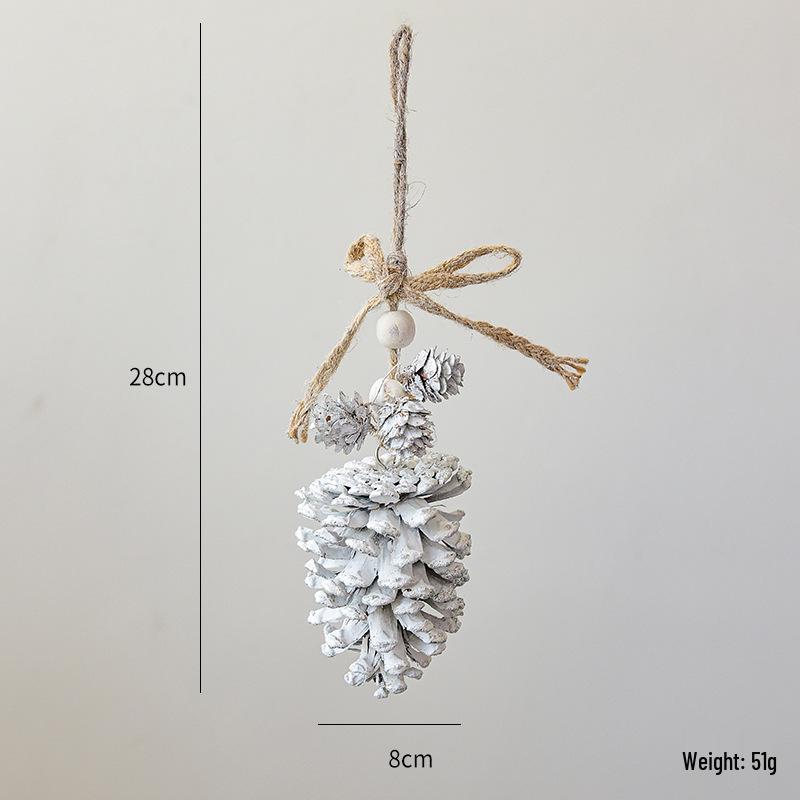 NUCHI Christmas Pine Cone String Ornaments & Wooden Bell Wind Chimes Decorations