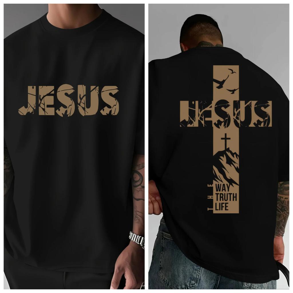 Summer Christian Jesus Cross Printed Tshirt S6xl Shortsleeved Unisexs Tshirt With Faith Theme Loose And Trendy Top Tees