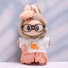 Orange Sitting Labubu Time Cloth Plaid Pants 17cm Plush Dolls Clothes  Kids Girls Toys