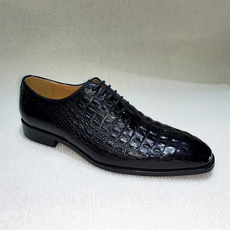 Fashion Men's Genuine Leather Oxford Shoes Crocodile Pattern Fashionable Casual Business Shoes Comfortable Breathable Slip-On Dress Shoe