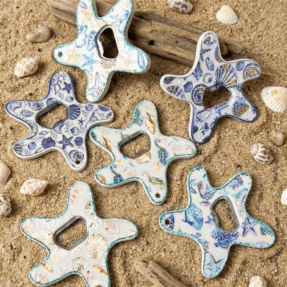 Gold Stamping Five-pointed Star Bottle Opener Beach Theme Ocean Style Decoration  Home Decor