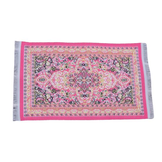 Dollhouse Carpet Floral Pattern Miniature Floor Rug with Tassel Decoration for Play