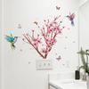 Peach Blossom Branch Bird Butterfly Wall Stickers Bedroom Living Room Background Home Decor Self-Adhesive Wallpaper