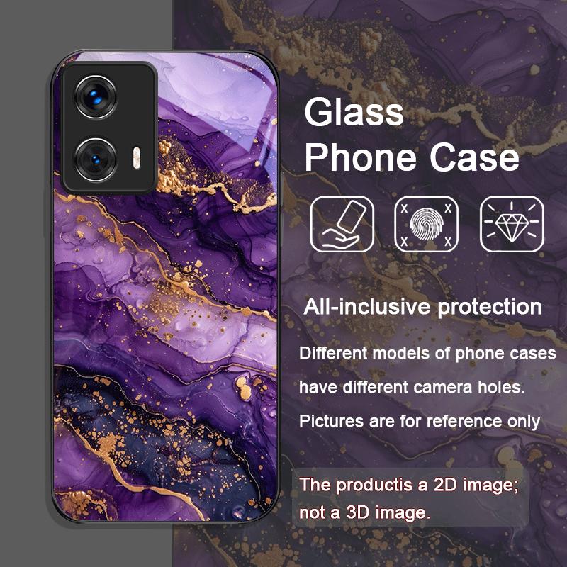 Luxury Pink Purple Marble Pattern Tempered Glass Phone Case for Motorola Moto Edge 50 Fusion 40 Neo 30 Pro G85 G84 G55 5G Covers