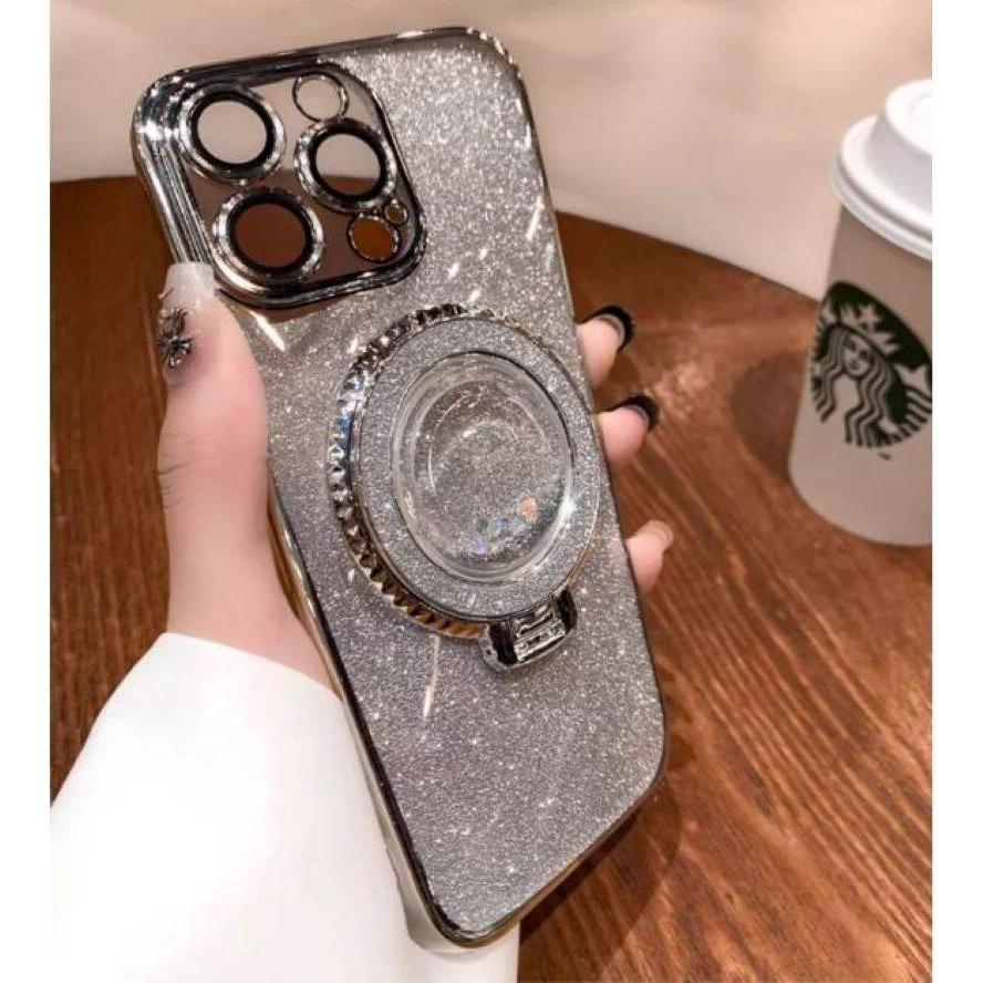 For Samsung Galaxy S25 FE / S26 FE Case with Liquid Glitter Quicksand hourglass Stand Holder Luxury Shiny Gradient Plating Girls Slim