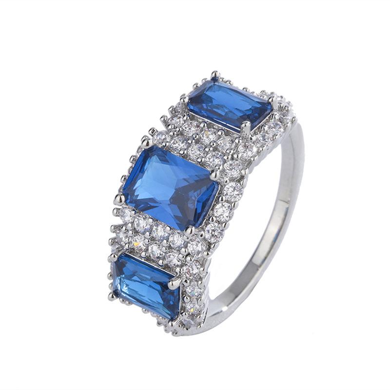 

Jewelry Color Treasure Stream Blue Tip Crystal Imitation Tanzanian Sapphire Retro Ring Women S Ring Jewelry Opening adjustable
