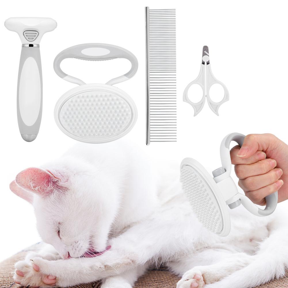 Set da 4 Pezzi Kit per la Pulizia e la Cura Quotidiana degli Animali Domestici Capelli Gatto Unghie Forbici Ago per Capelli Pettine Strumento per la Toelettatura