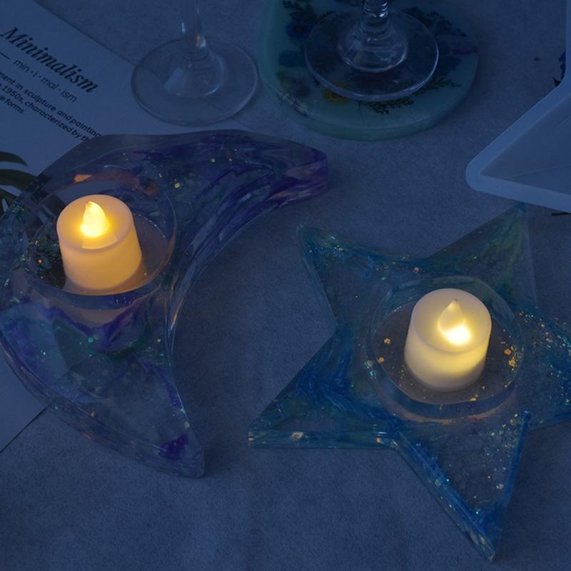 Star Moon-shaped Mold Resin Casting Candle Holder Silicone Mold Suitable for Epoxy Diy Candle Holder Family Table Decor